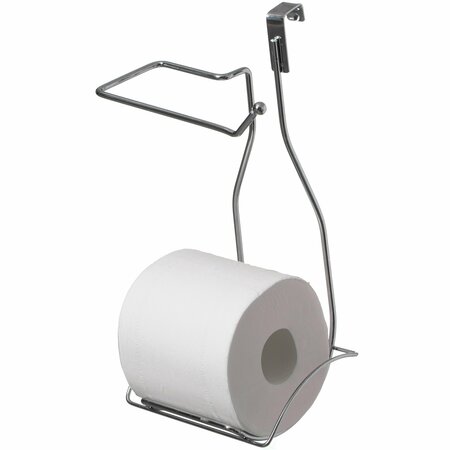 BASICWISE Chrome Over the Tank 2 Slots Toilet Tissue Paper Holder Organizer for Bathroom Storage QI004449